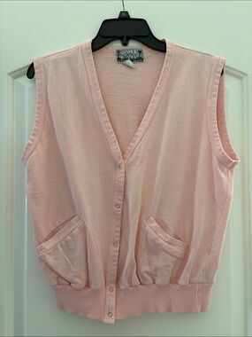 Made in the Shade Light Pink Sleeveless Snap Front Knit Vest,